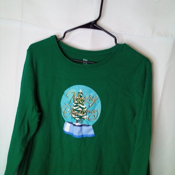 Kim Rogers Shirt Women XL Long Sleeve Merry Christmas Tree Green - Picture 5 of 14